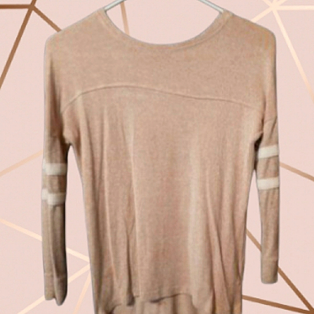 Letterman Style Pale Pink Long Sleeve Shirt